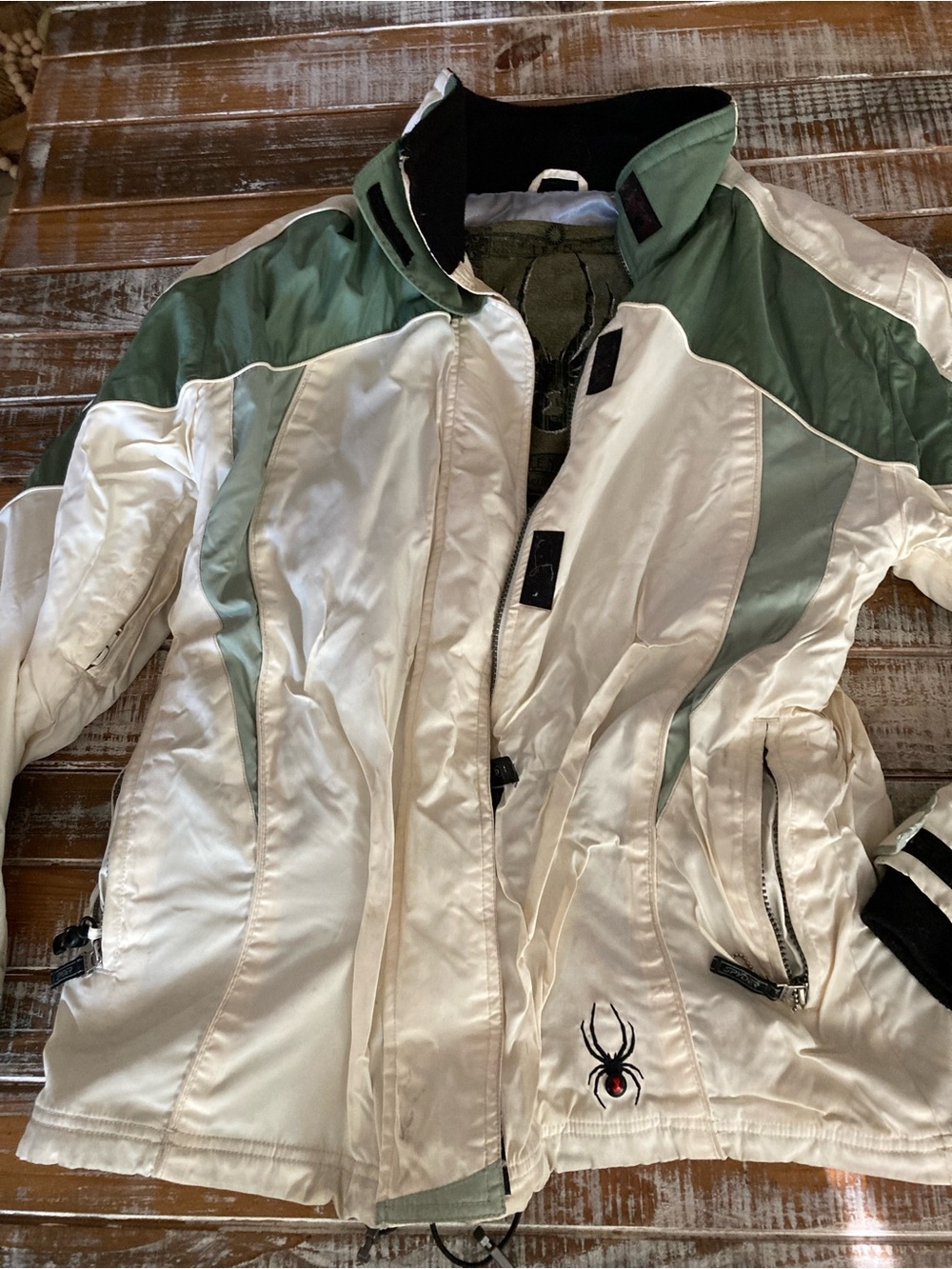 Spyder White and Sage Green Ski Jacket - Women's Insulated Coat